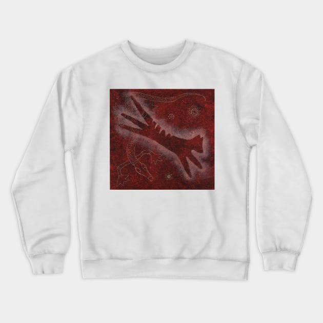 Cave Art Style Tasmanian Tiger Crewneck Sweatshirt by PurpleMoose